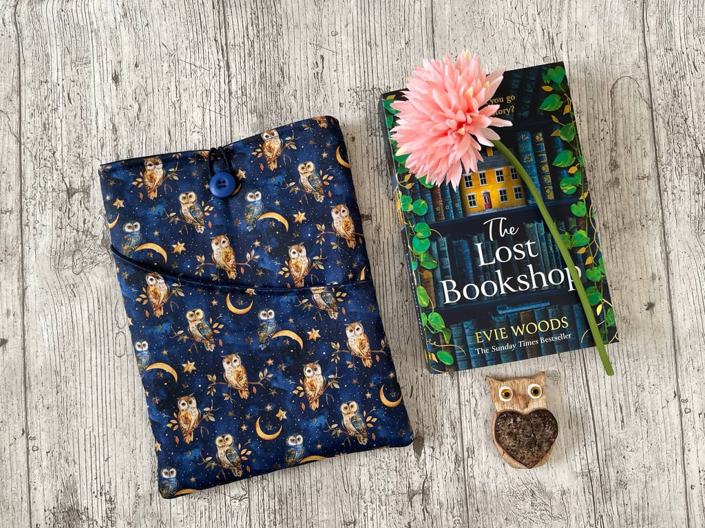 Fabric book sleeve with pocket for paperback book padded and fully lined book co