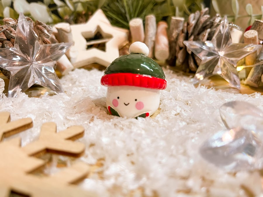 Flurry The Little Snow Pal, Handmade Polymer Clay Figurine, Shelf Décor