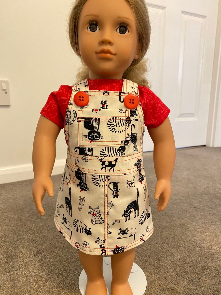 Dolls Clothes Cats Pinafore Dress