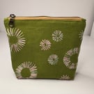 Hand embroidered zip top purse, pouch