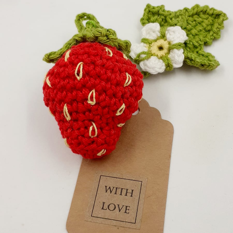 Crochet Strawberry Hanger - Alternative to a Greetings Card 