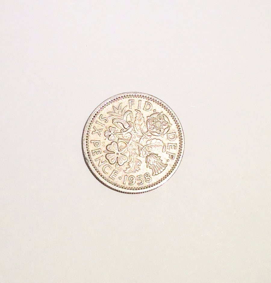 Lucky Sixpence Dated 1958 For Crafting