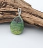 Teardrop Tree Design Fused Glass Pendant, Sterling Silver - Image 2