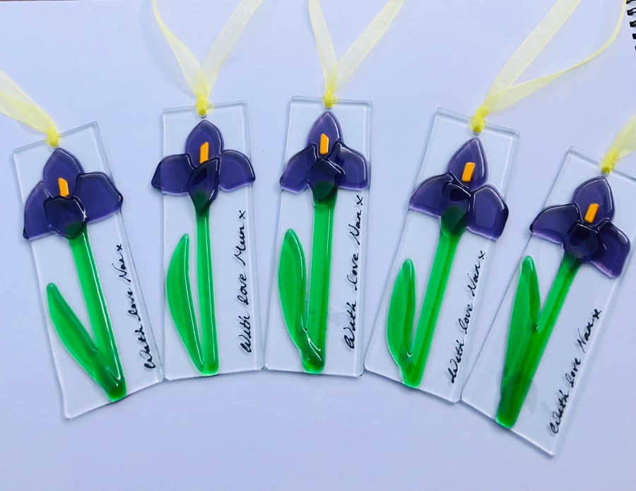 Personalised iris flower hanging suncatcher 