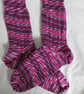 Hand-cranked Knitted Ribbed Wool Socks Size 8 to 9 - Image 2