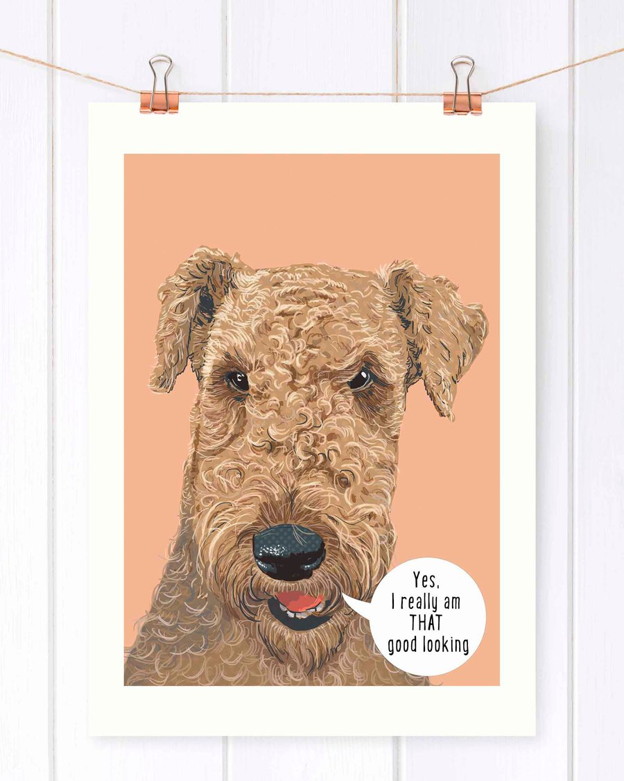 Airedale Terrier pop art print - Funny wall art gift for Airedale Terrier Mum