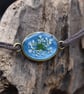 Adjustable Resin Bracelet with Real Cow Parsley Flower, Waxed Cotton Cord