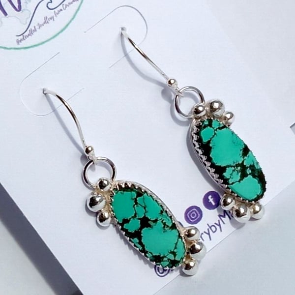 Turquoise Earrings Sterling Silver Jewellery Gift Tibetan Recycle Handmade