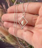Silver Square & Pearl Pendant on 18" Diamond Cut Ball Chain - Handmade - Image 6