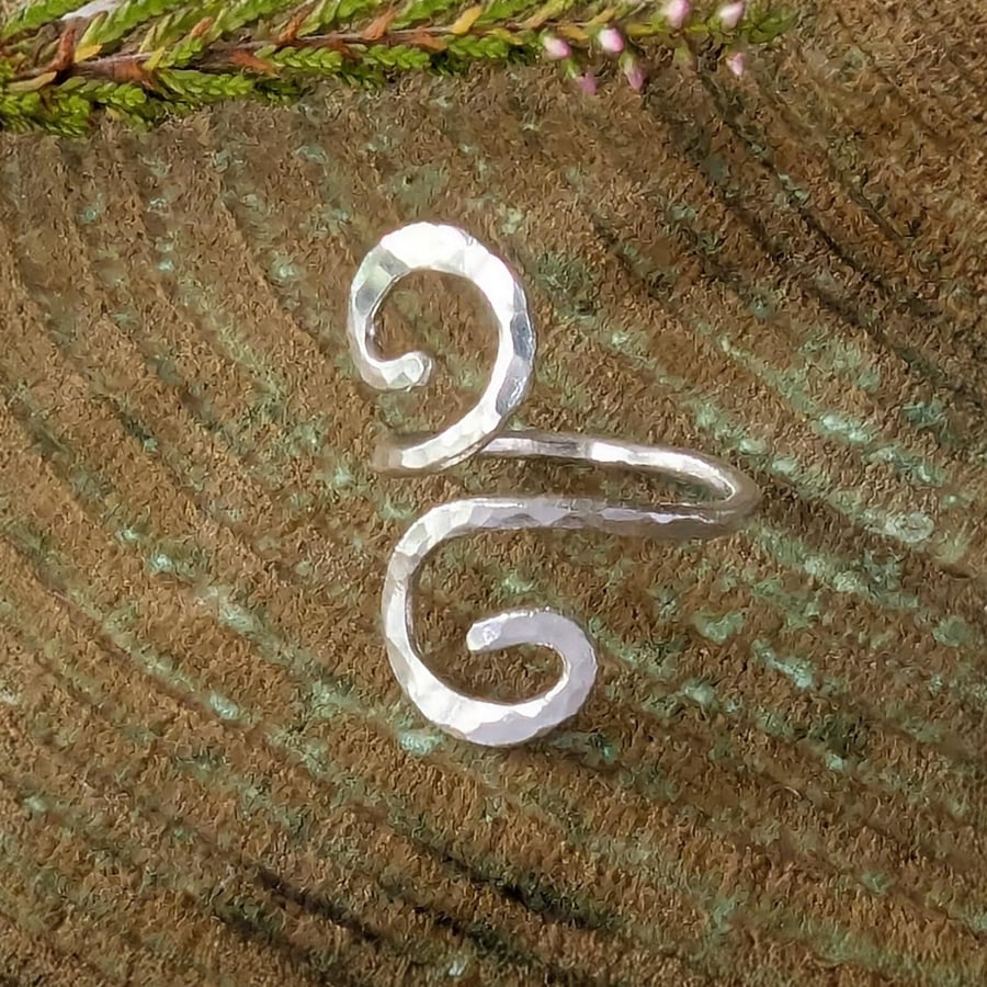 Recycled Handmade Sterling Silver Double Spiral Ring