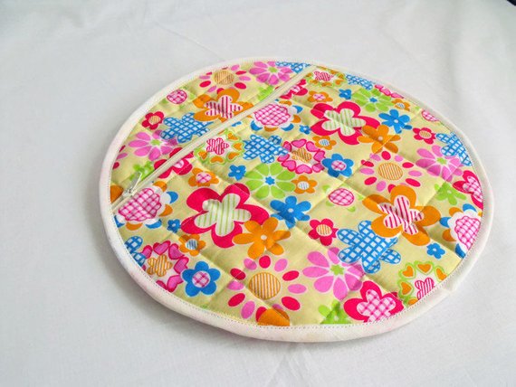 quilted pyjama case, nightwear bag for your nighty, bright floral print fabric