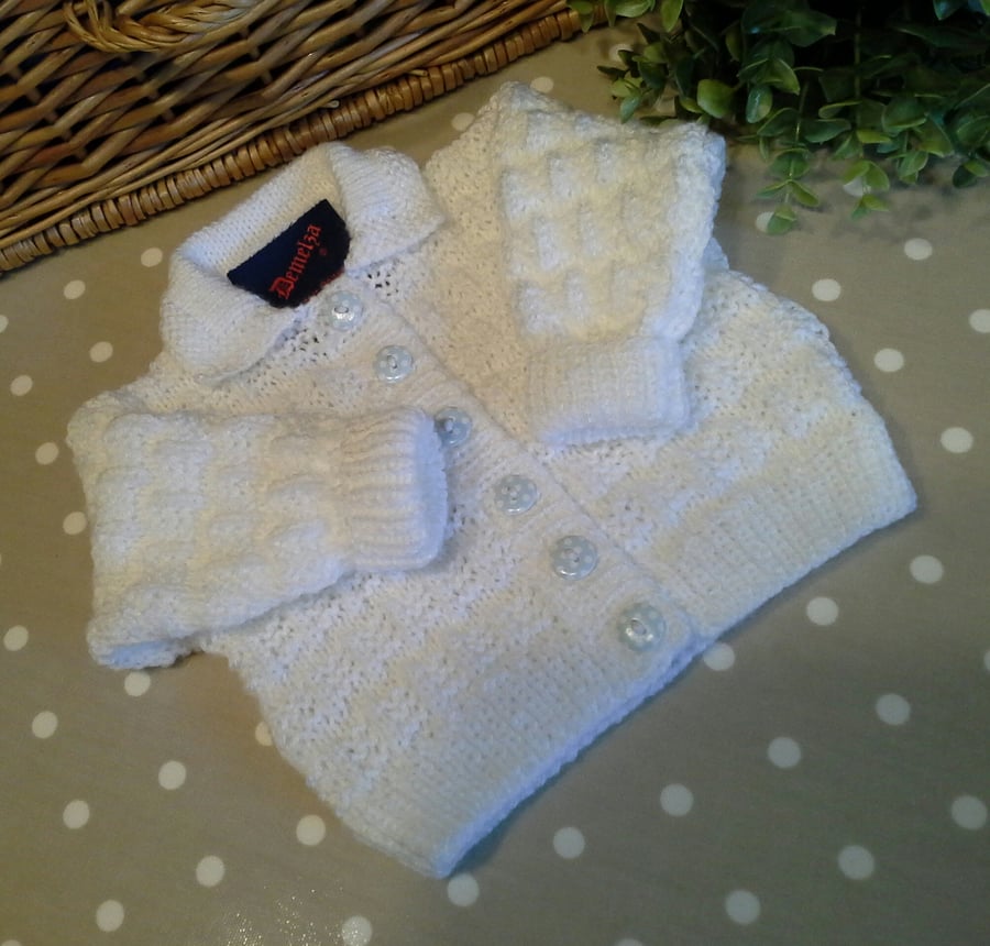 White Baby Cardigan  0-6 months size