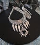 Black Sacred Heart Spikes Goth Alt Bib Necklace