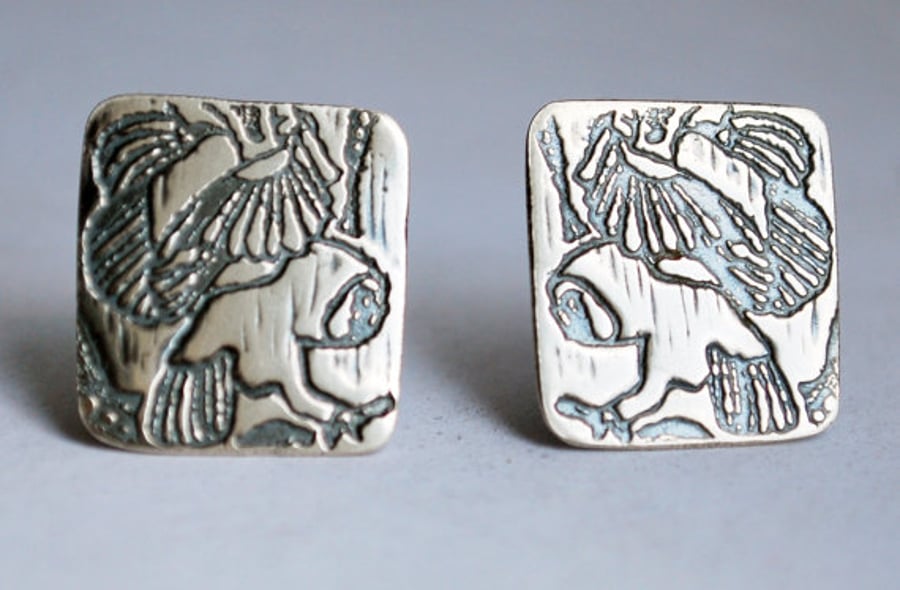 Silver Owl Stud Earrings