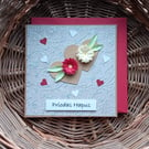 Priodas Hapus Welsh Wedding Card with Quilled Flowers