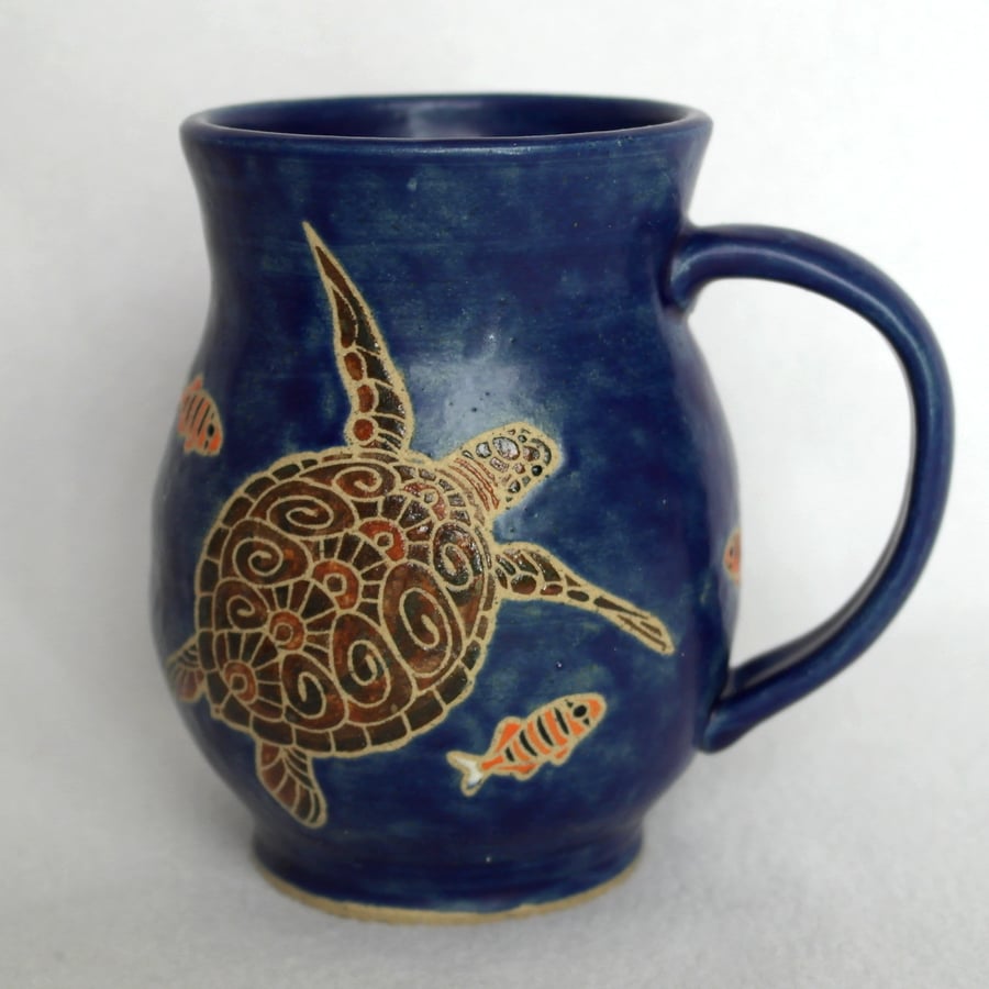 19-112 Handmade Stoneware Turtle Mug