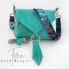 Crossbody Bag - Leather Bag - Turquoise Travel Bag - Boho Summer - Eco Fashion