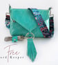 Crossbody Bag - Leather Bag - Turquoise Travel Bag - Boho Summer - Eco Fashion