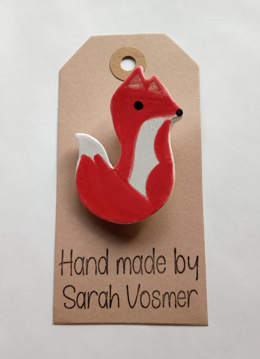 Ceramic Fox Brooch