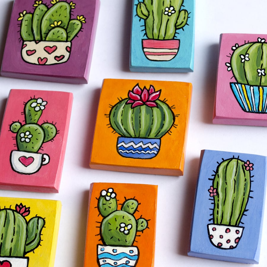 Hand Painted Cactus Magnet (Choose design or receive at random)