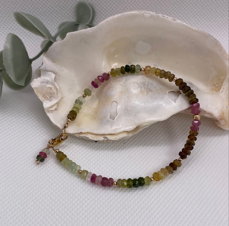 Tourmaline and Gold fill bracelet