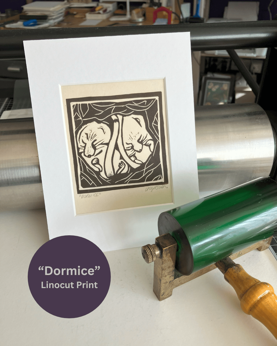 Lino Print - "Dormice"
