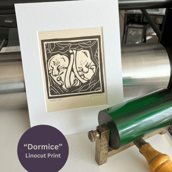 Lino Print - "Dormice"
