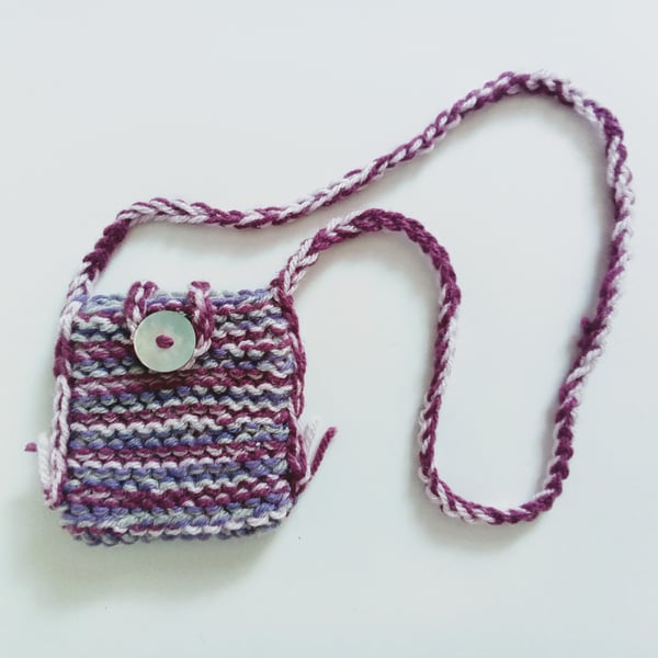 Girls knitted bag, bag, purse for a little girl, knitted purse, neck purse