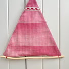 SAILING BOAT hanging decoration - large size, red gingham checks