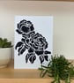 Peony Lino Print Greetings Card
