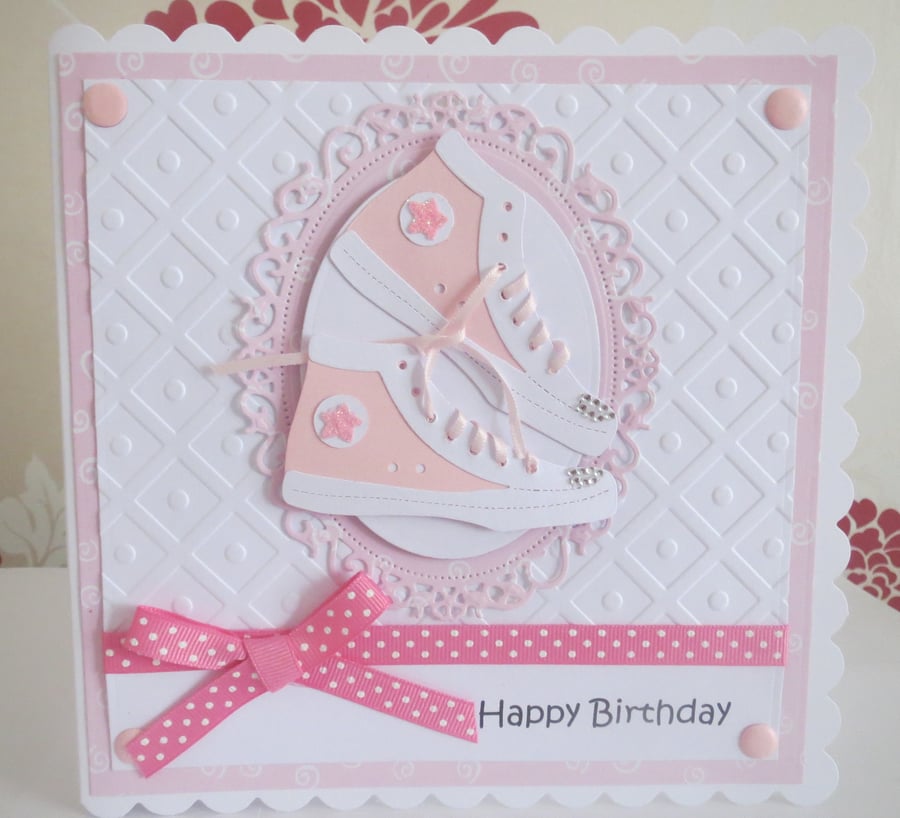 Girls Shoes Handcrafted Birthday Card