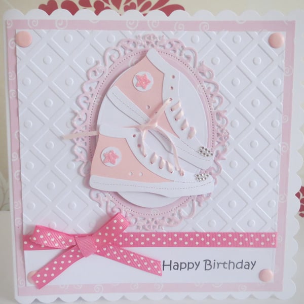 Girls Shoes Handcrafted Birthday Card