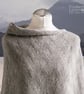 Seashore Merino Textured Women's Poncho - Mist Grey.  - Image 2