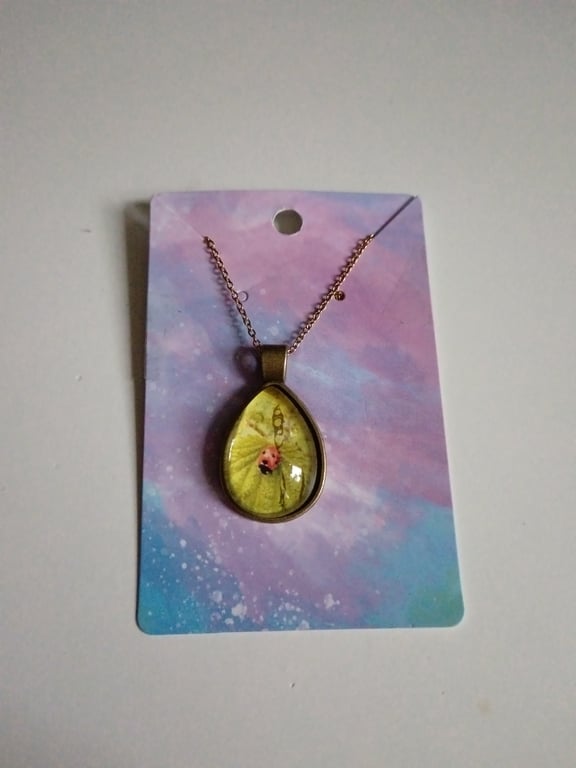 Beautiful ladybird photography teardrop pendant necklace