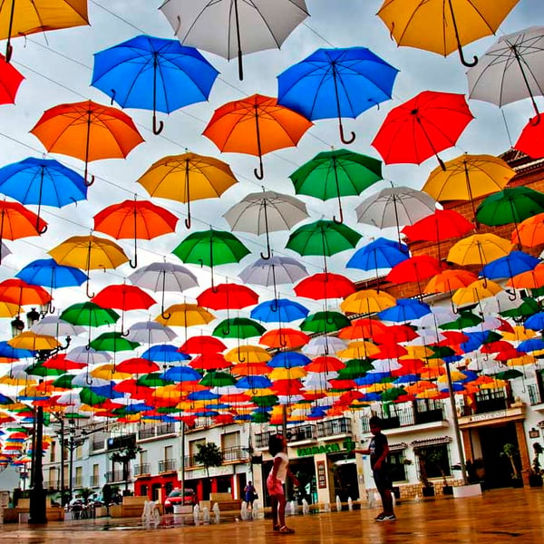 Colourful Umbrellas Torrox Spain Photograph Print