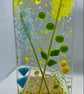 Fused glass hand-painted panel in a solid wood stand - Image 1
