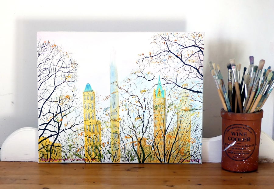  NYC Central Park Original Oil Painting Impressionist Cityscape 