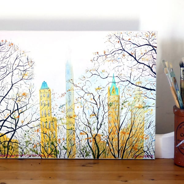  NYC Central Park Original Oil Painting Impressionist Cityscape 