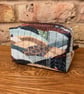 Countryside Print Quilted Fabric Box Shape Makeup Bag