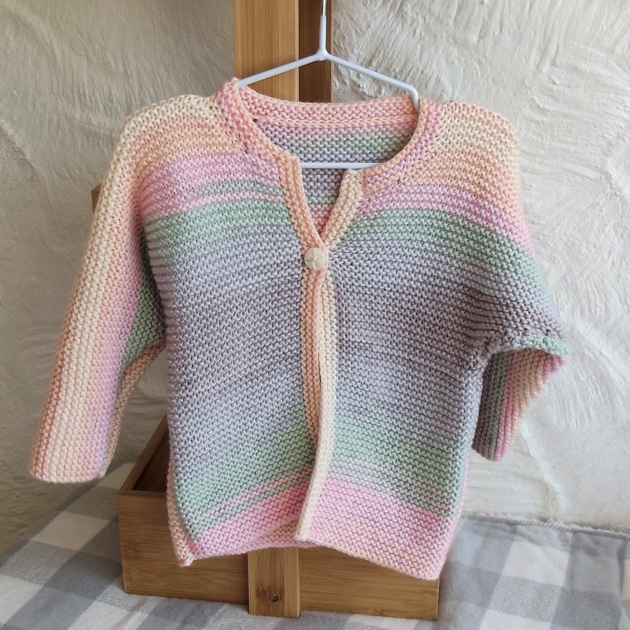 Babies Handknitted Jacket Cardigan, Peach and Pastel, 3 to 6 monthes, hm58