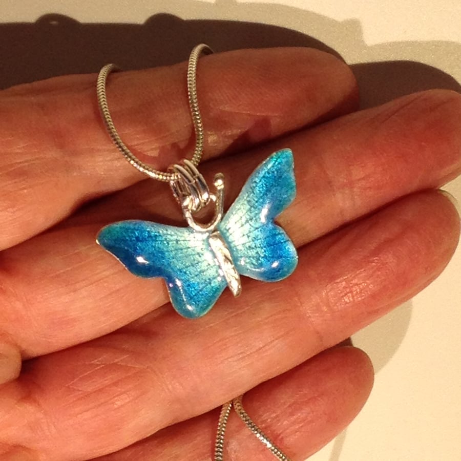 Light blue enamelled butterfly