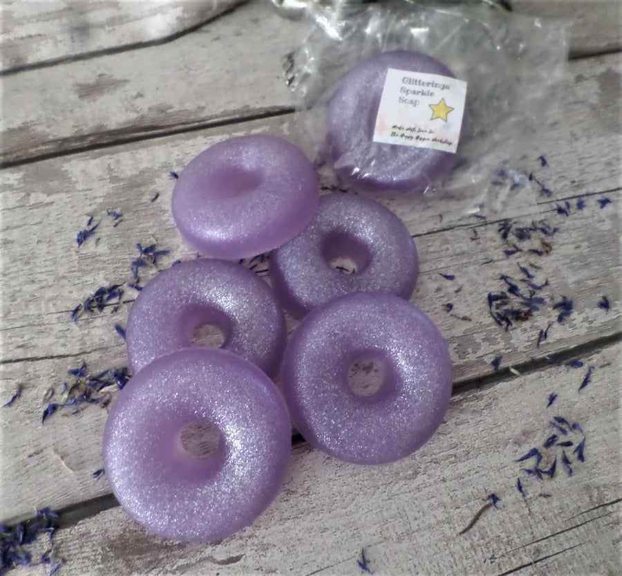 Handmade 'Glitterings' Sparkle Soap Blueberry Glycerin Soap Ring