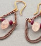 Elegant Ruby & Morganite Chandelier Earrings with Copper - Image 9
