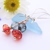 Orange and blue quartz earrings semi precious gemstones