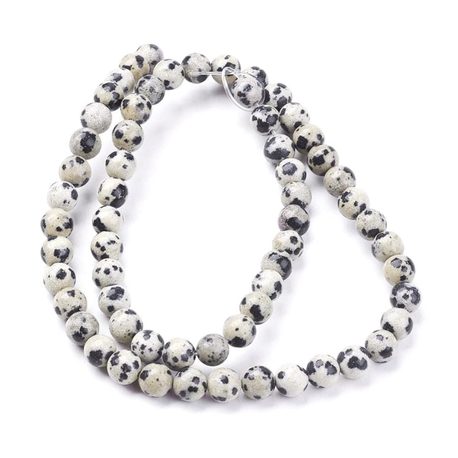 Dalmatian Jasper CreamBlack 6mm Smooth Rounds, Grade A, Natural Authentic Gemsto