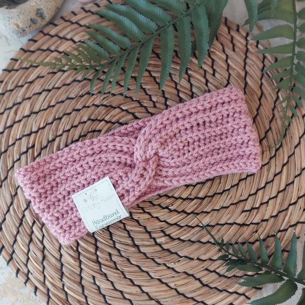 Crochet Ear Warmers - Headband Twist Style Blush Pink