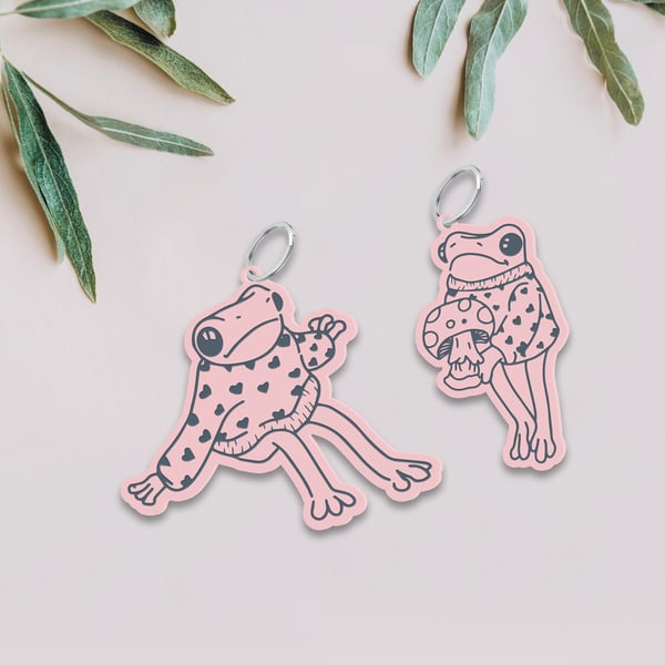 Two Frogs In Love Keyring, Couples Keyring, Valenties Gift, Valenites Keyring