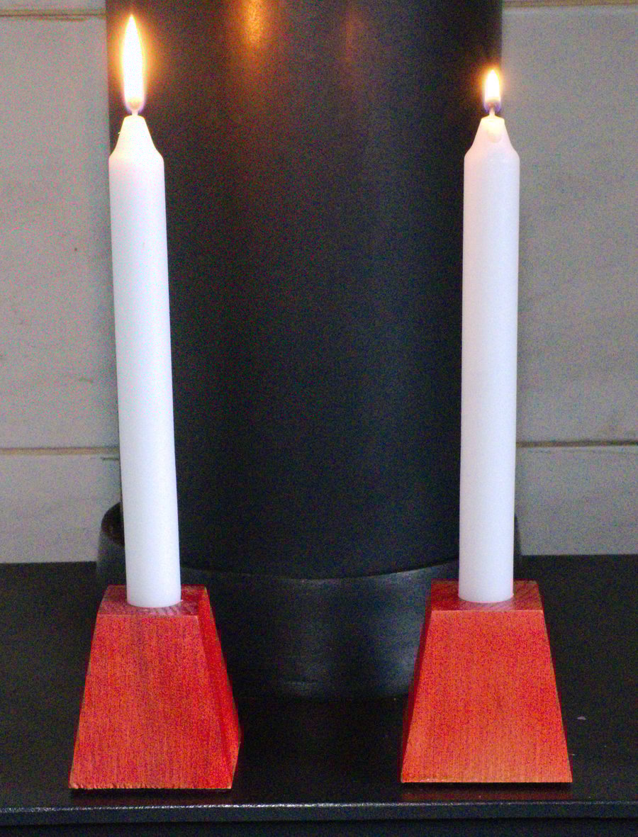 Red stained Ash candle holder