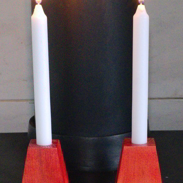 Red stained Ash candle holder