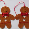 2 Felt Gingerbread Men 